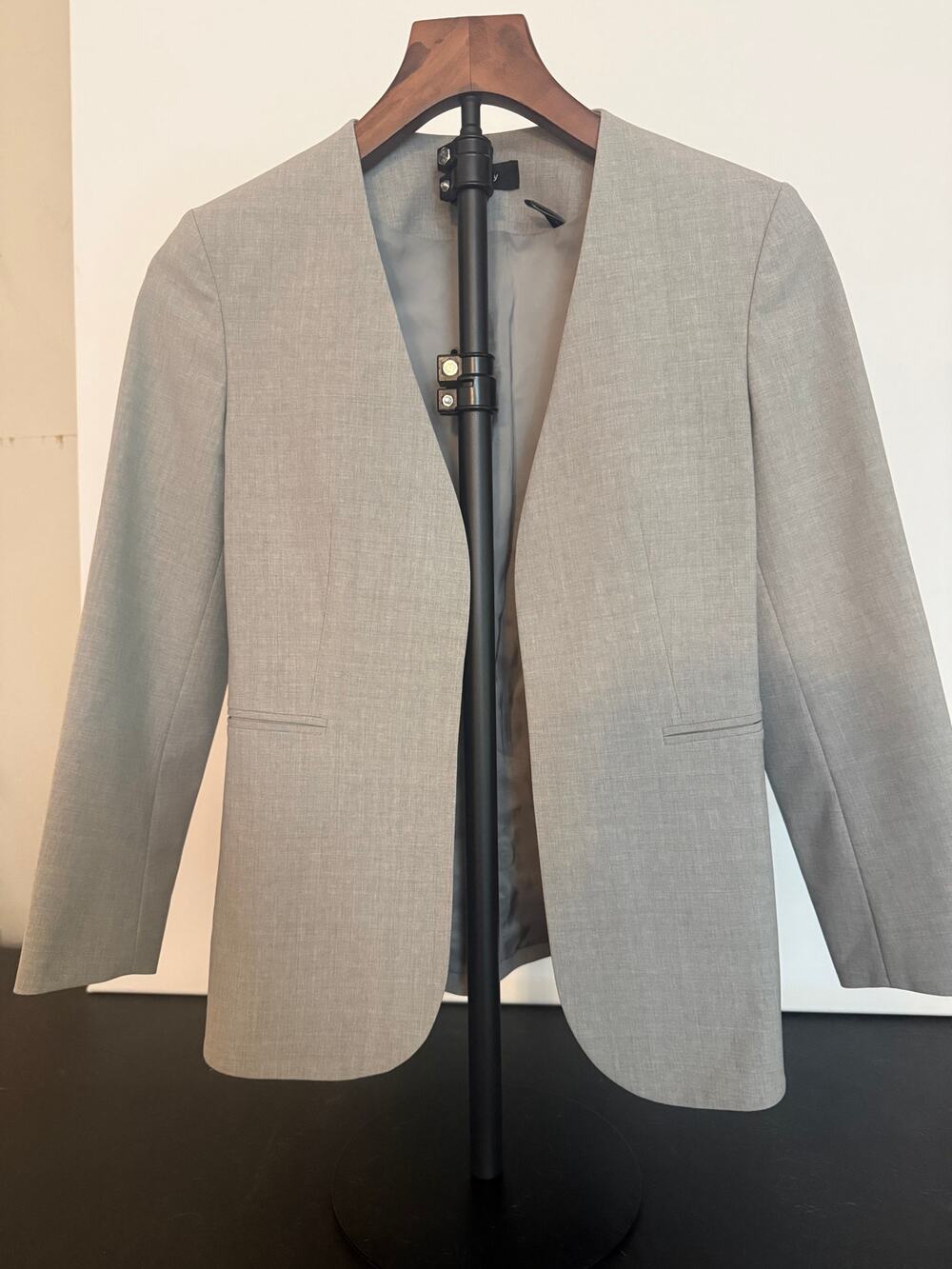 Theory Lindrayia Womens Gray Collarless Wool Blend Blazer Size 00